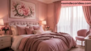 pretty pink bed decor