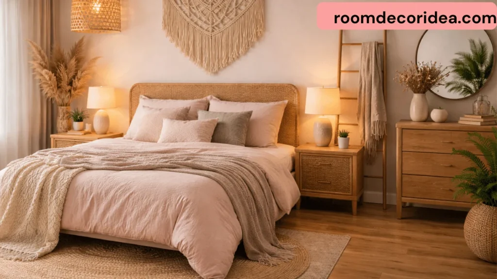 pretty pink bed decor