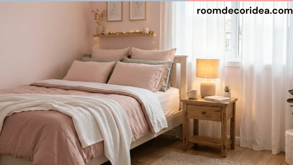 pretty pink bed decor